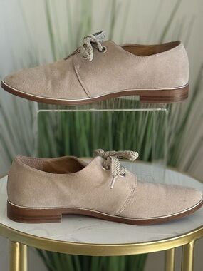 Franco Sarto Suede Oxford Shoes in Beige - Classic Lace-Up